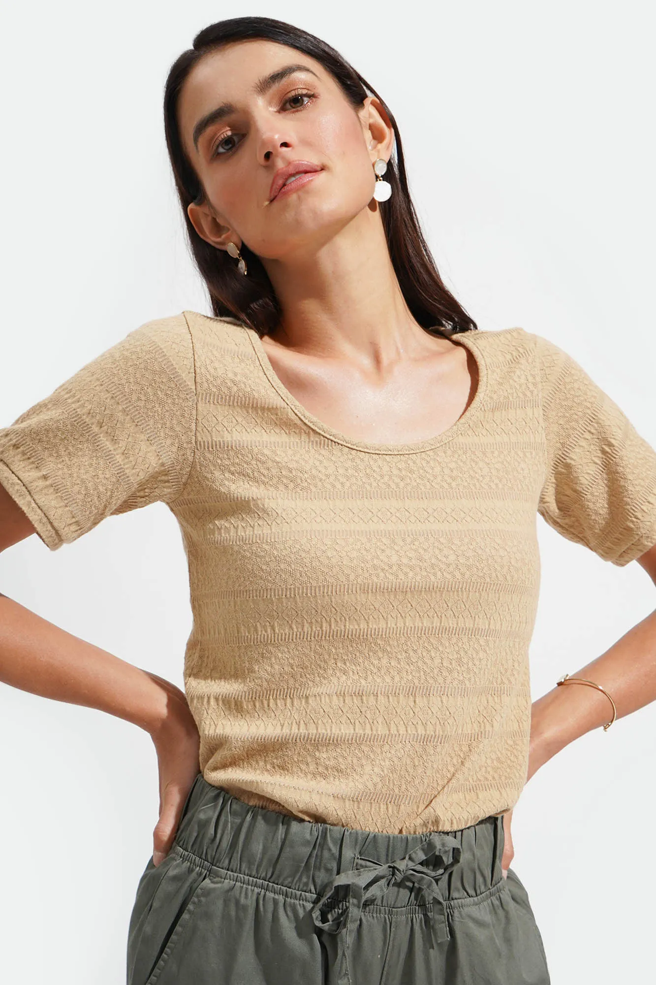 Textured Scoop Neck Tee