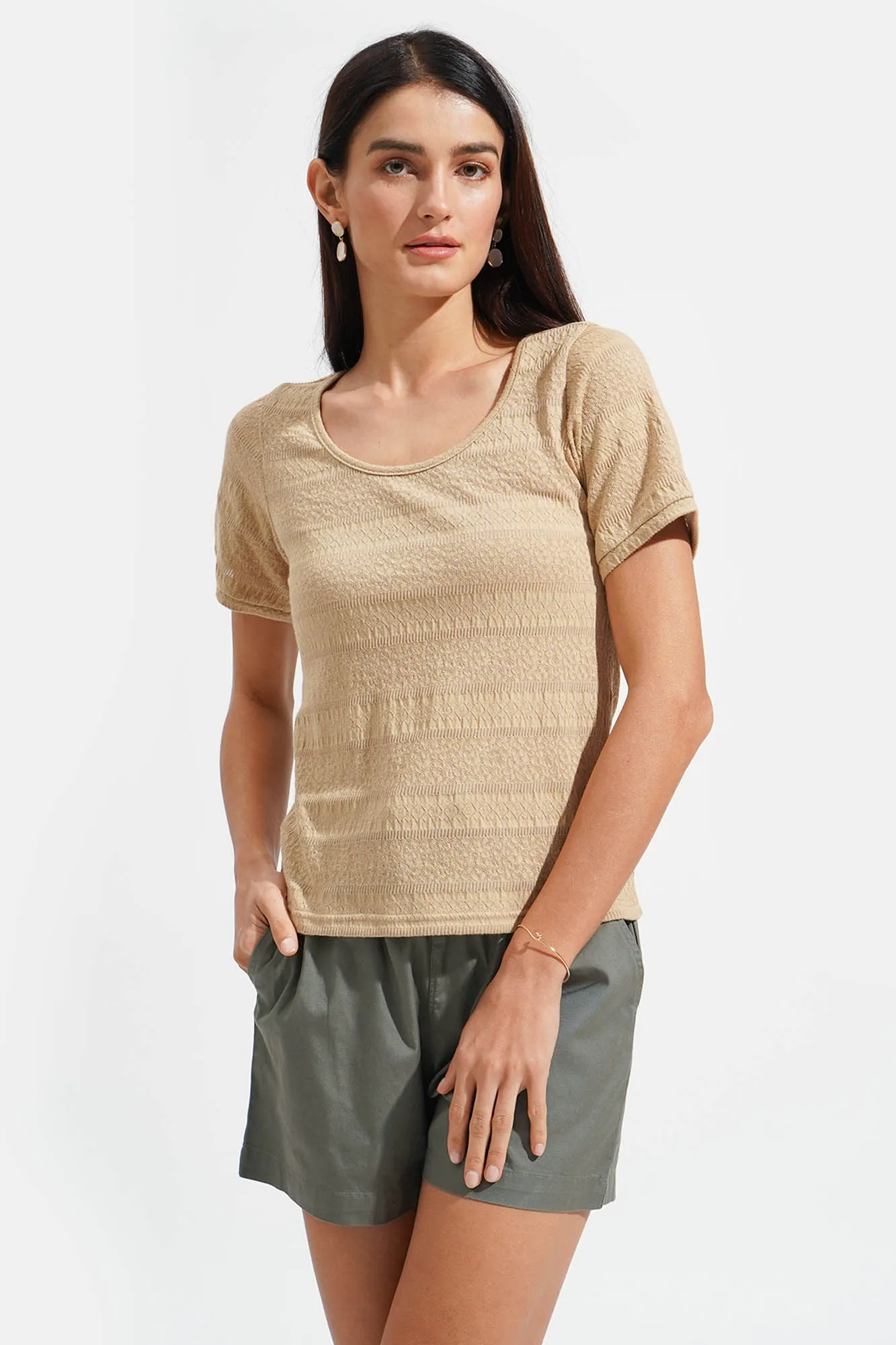 Textured Scoop Neck Tee