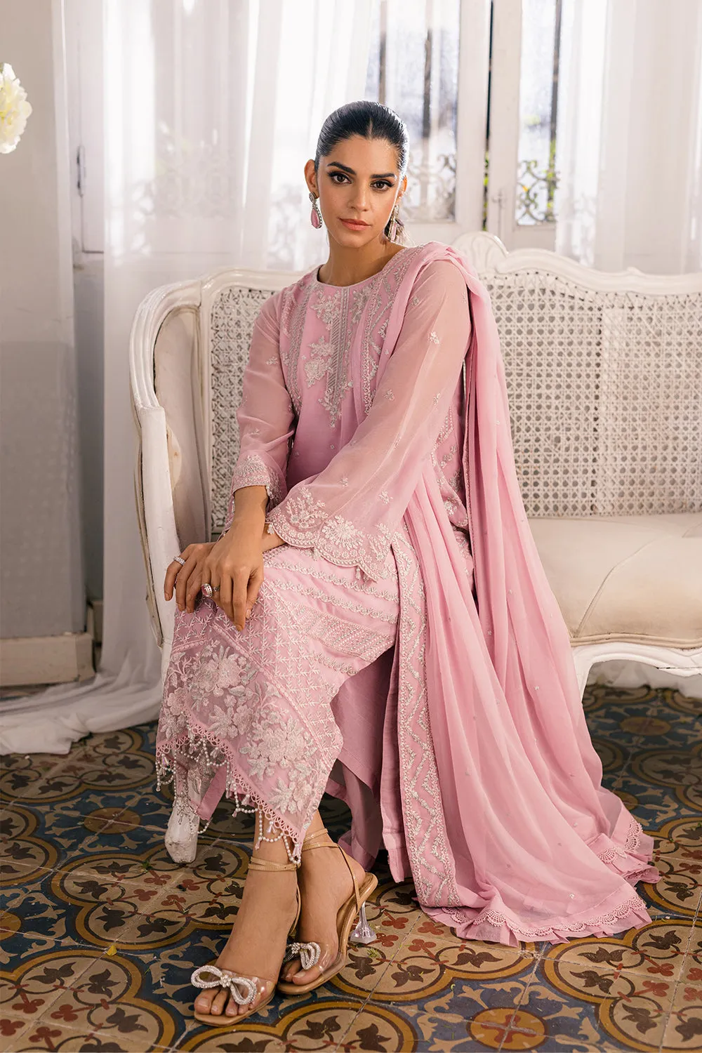 Traditional Tea Pink Pakistani Salwar Kameez Dupatta Salwar Suit