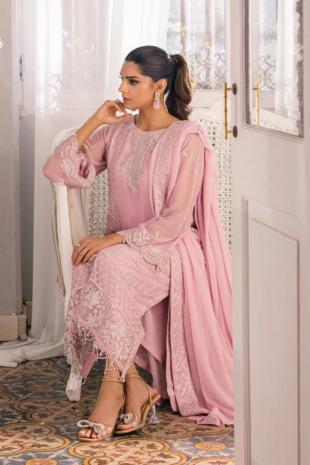 Traditional Tea Pink Pakistani Salwar Kameez Dupatta Salwar Suit
