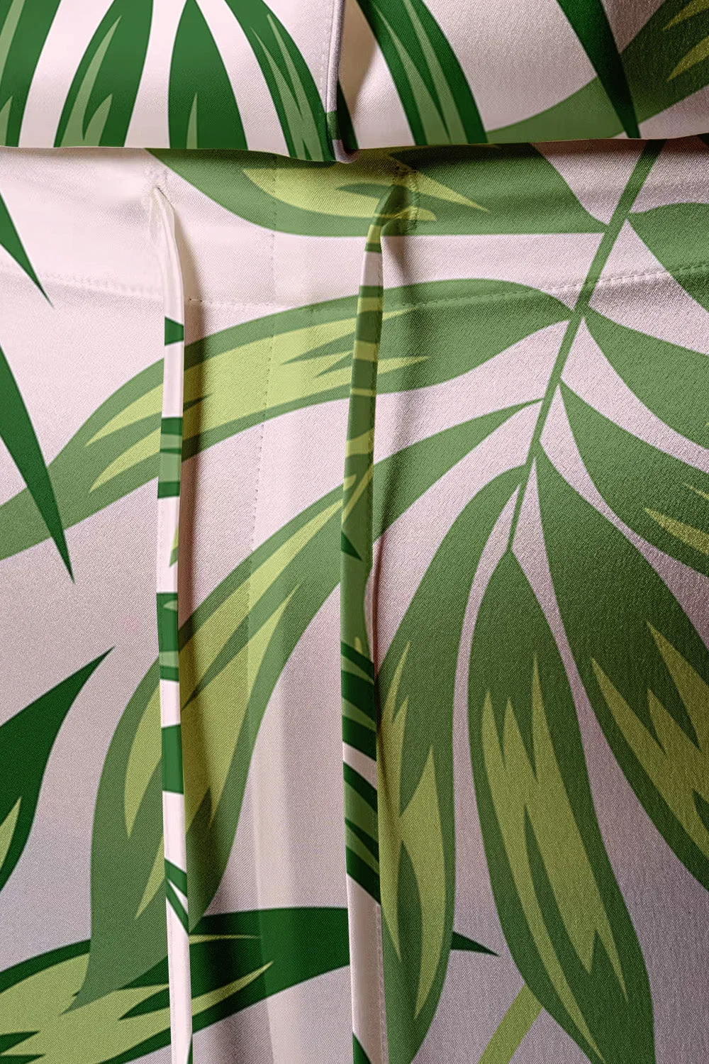 Tropical Verdance – Satin Botanical Leaf Pajama Set