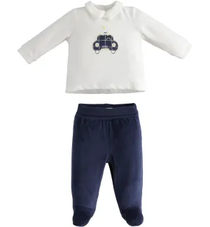 Two piece footed pants and long sleeve top