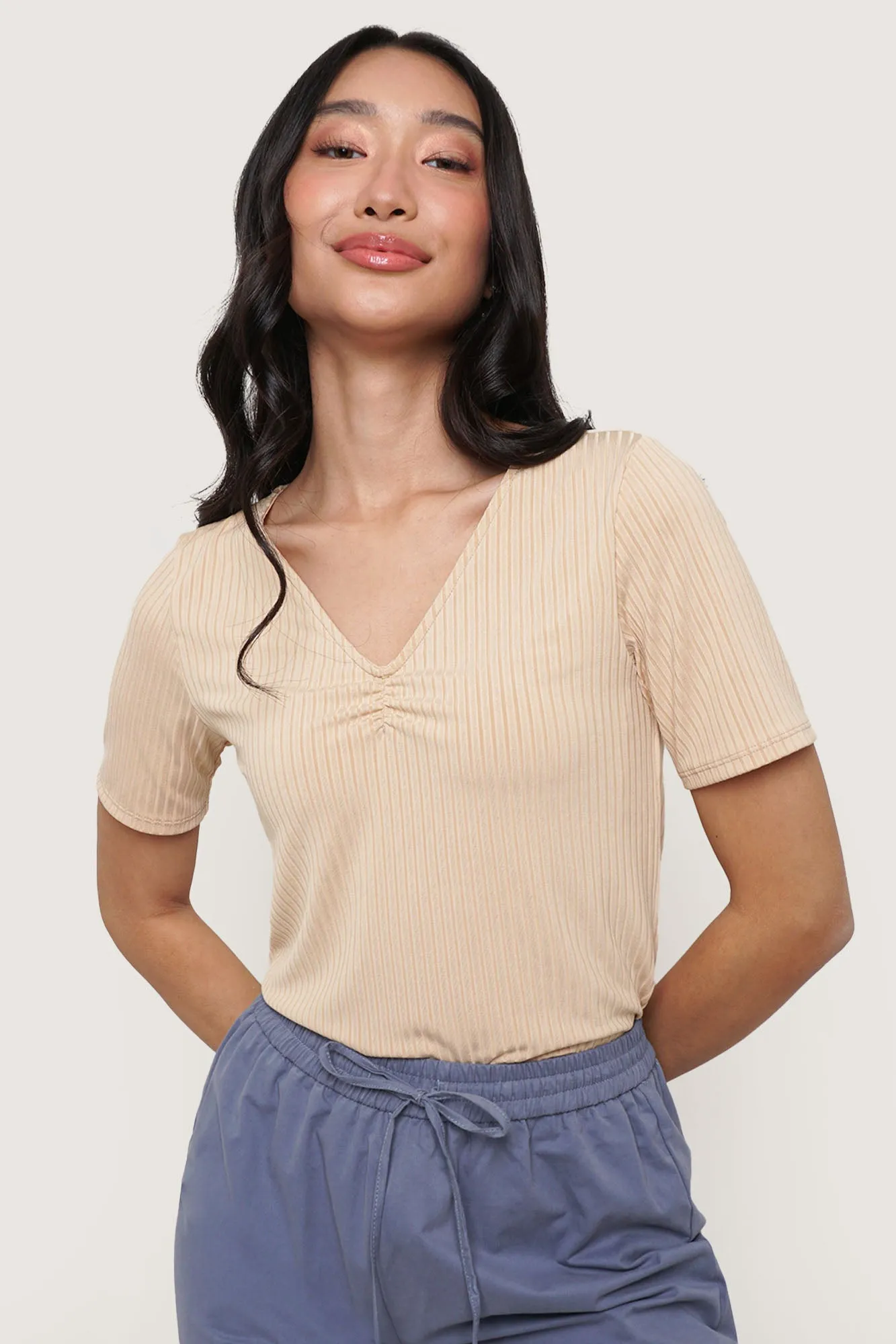 V-Neck Ruched Tee