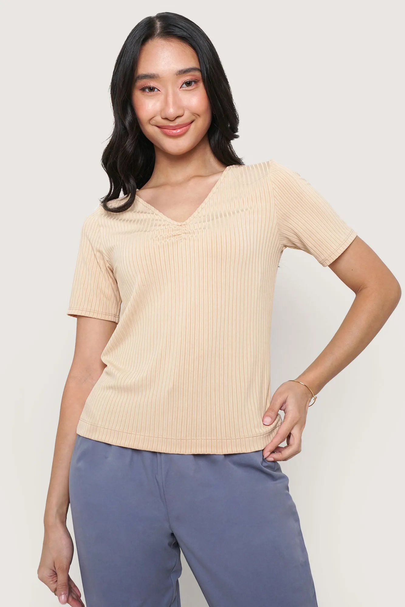 V-Neck Ruched Tee