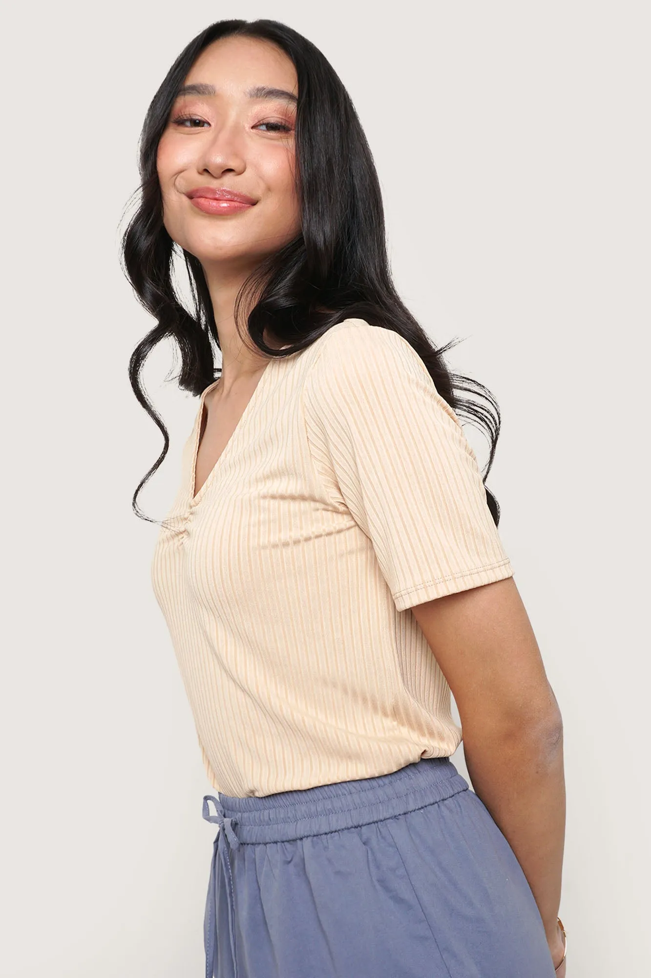 V-Neck Ruched Tee