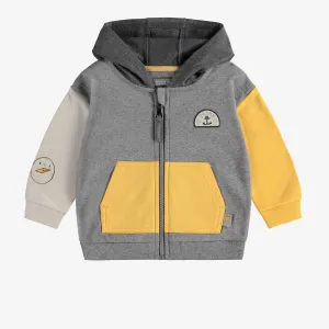 Veste régulière jaune et grise avec bloc de couleurs en coton français, bébé || Regular vest with yellow and gray color block in French terry, baby