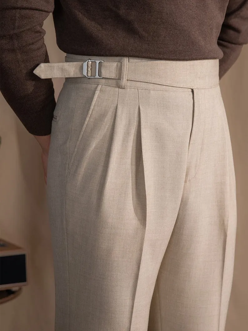 Vicenza Gurkha Double Pleated Straight Fit Trousers