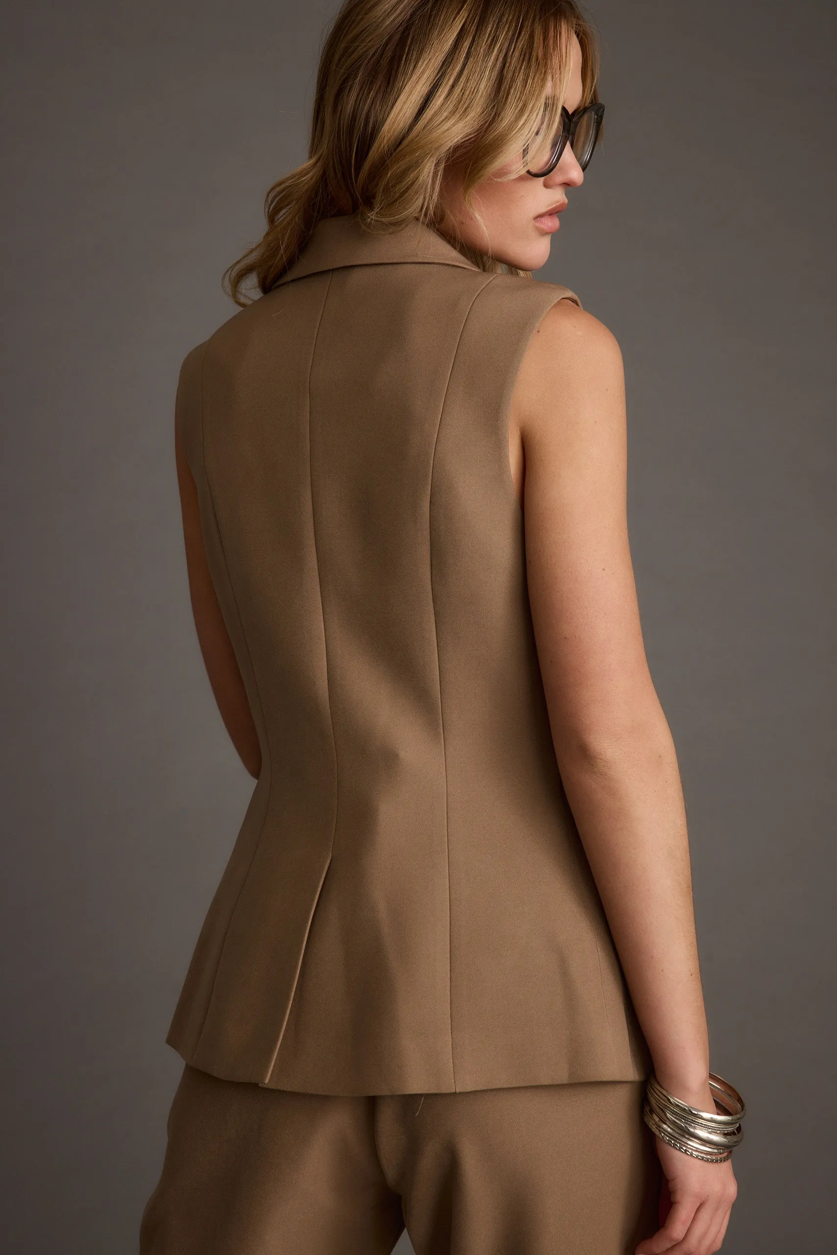 Virginia Taupe Blazer Vest