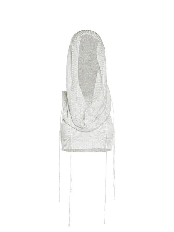 Wasteland Crochet Knit Cropped Tank Top with Hood