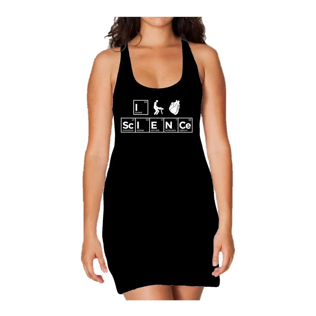 Weird Science I (Stick Figure Anatomical Heart) Science Official Women's Long Tank Dress (Black)