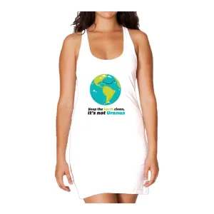 Weird Science Keep The Earth Clean It's Not Uranus Official Women's Long Tank Dress (White)