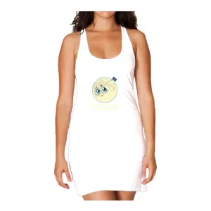 Weird Science Sad Moon Official Women's Long Tank Dress (White)