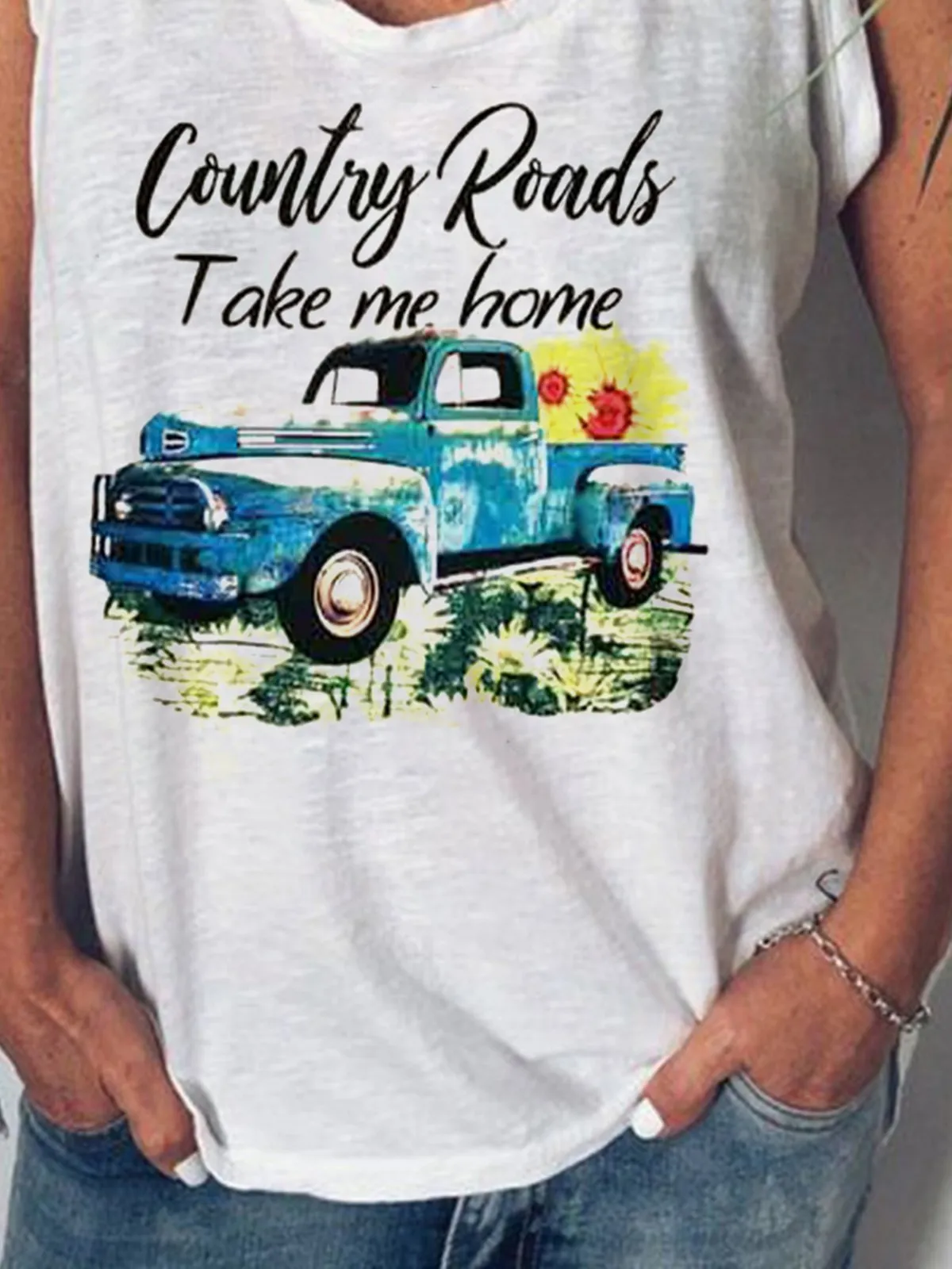 White Printed Sleeveless Casual Shift Vests