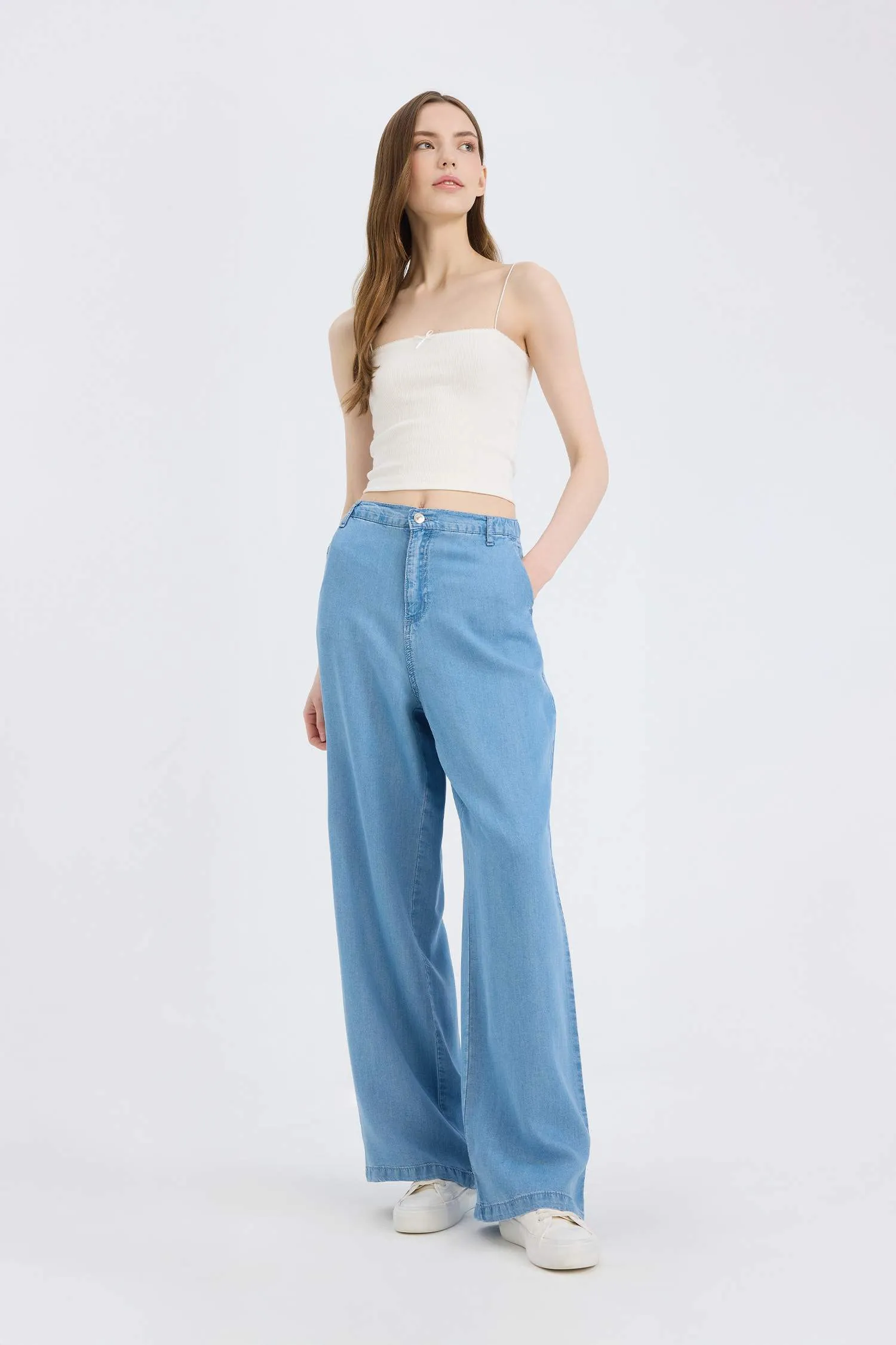 Wide Leg High Waist Long Soft Washed Jeans