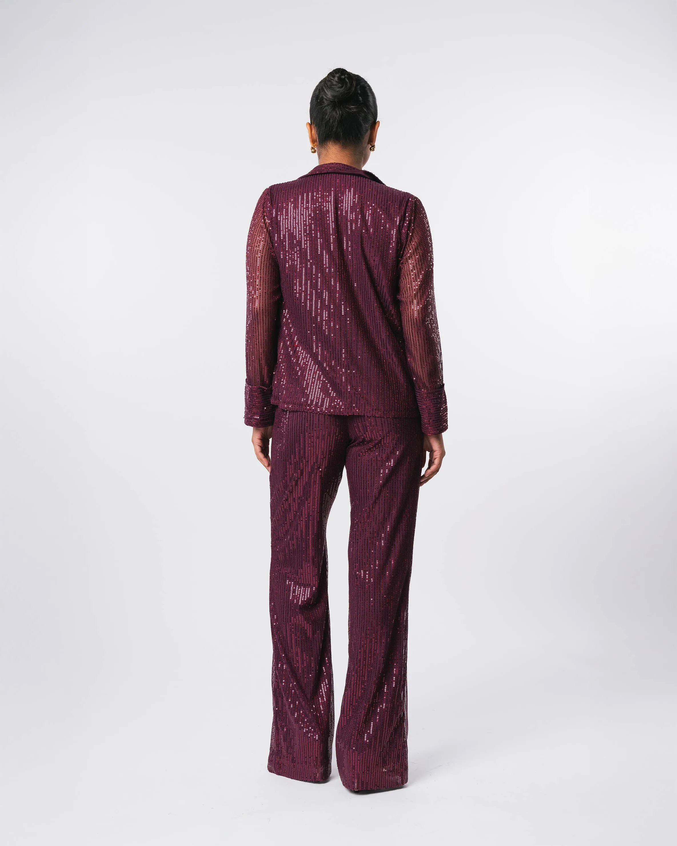 WINE SEQUIN TROUSERS