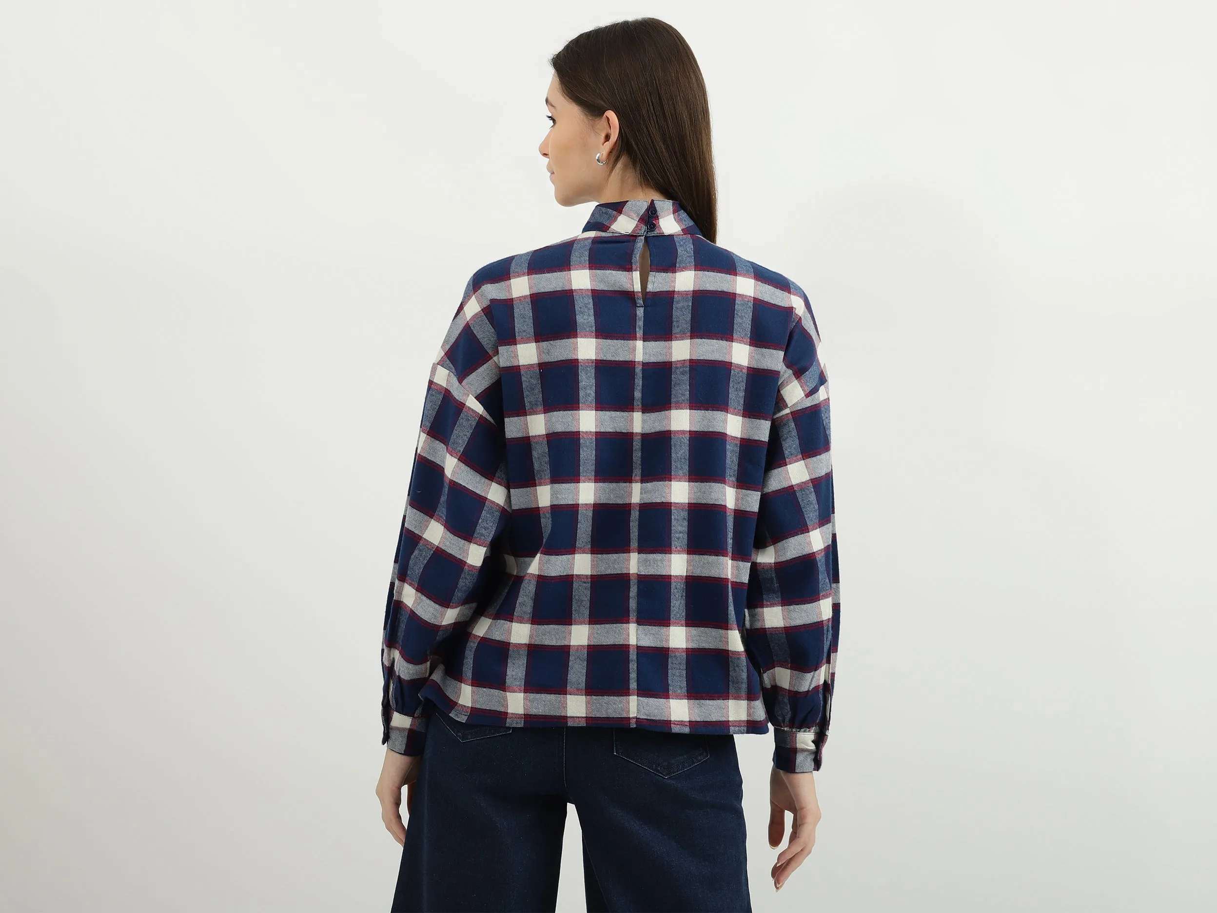 Women Check Key Hole Top