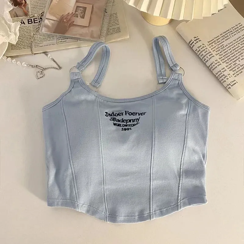 Women Crop Top Summer Irregular Hem Slim Tank Tops