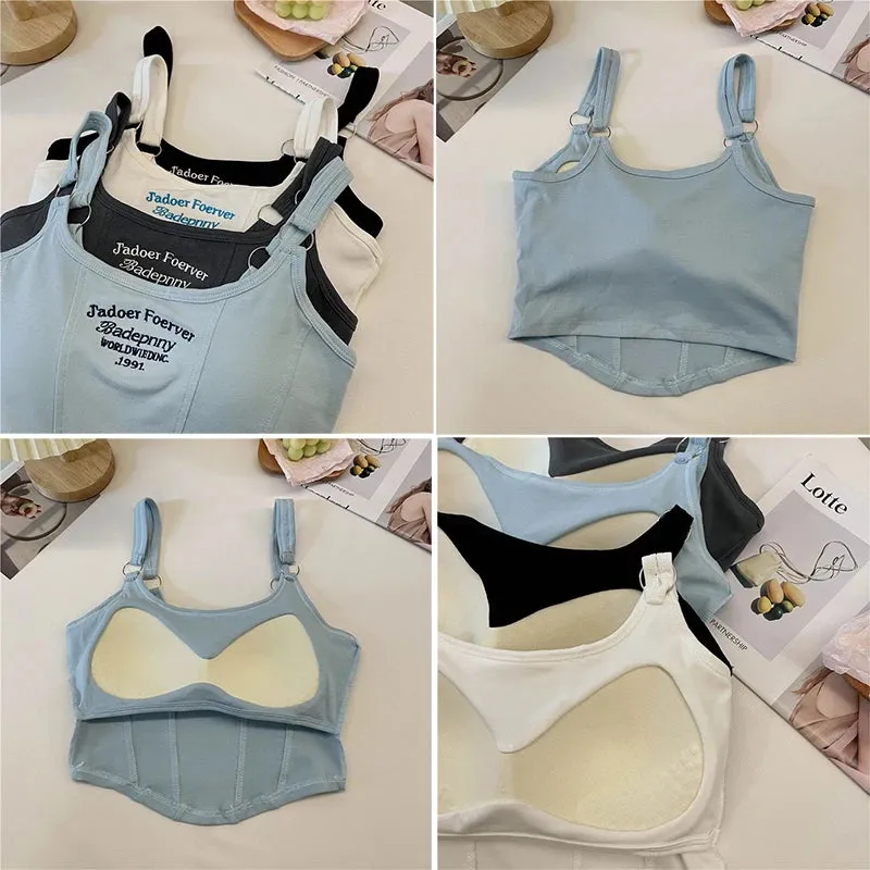 Women Crop Top Summer Irregular Hem Slim Tank Tops