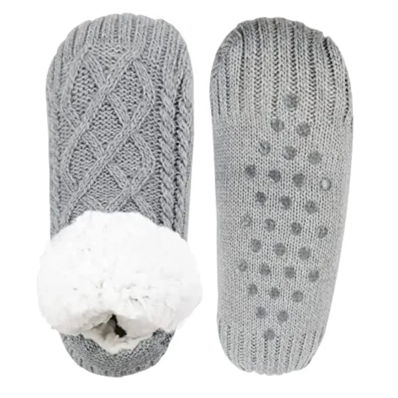 Women Knitted Slipper Socks Cozy  Fuzzy Socks Non Slip Socks Winter Indoor Double Layer Bedroom Slipper Socks