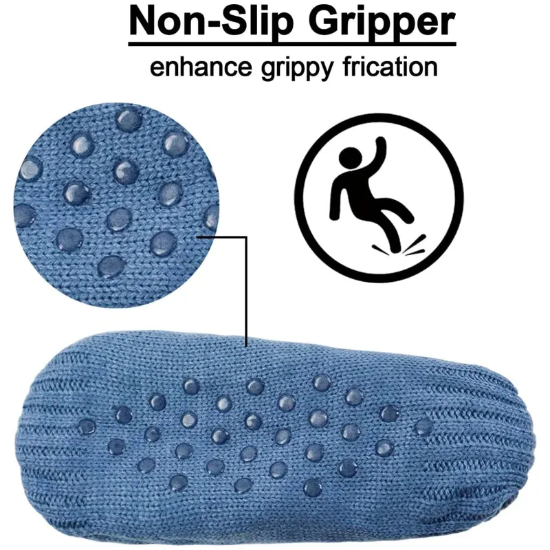 Women Knitted Slipper Socks Cozy  Fuzzy Socks Non Slip Socks Winter Indoor Double Layer Bedroom Slipper Socks
