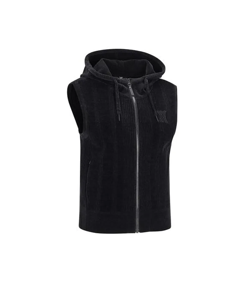 Women's Chanille Knit Hood Vest - Black