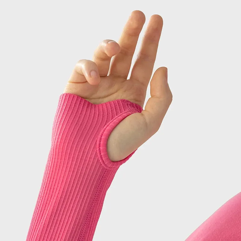 Women's Seamless Workout Shirts - Long Sleeve Yoga Tops, Sports Running Fitness T-shirt with Thumb Hole, Gym Athletic Top Slim Fit