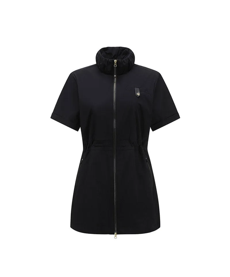 Women's Short Sleeve One Piece Jacket - Black