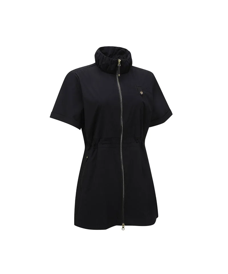Women's Short Sleeve One Piece Jacket - Black