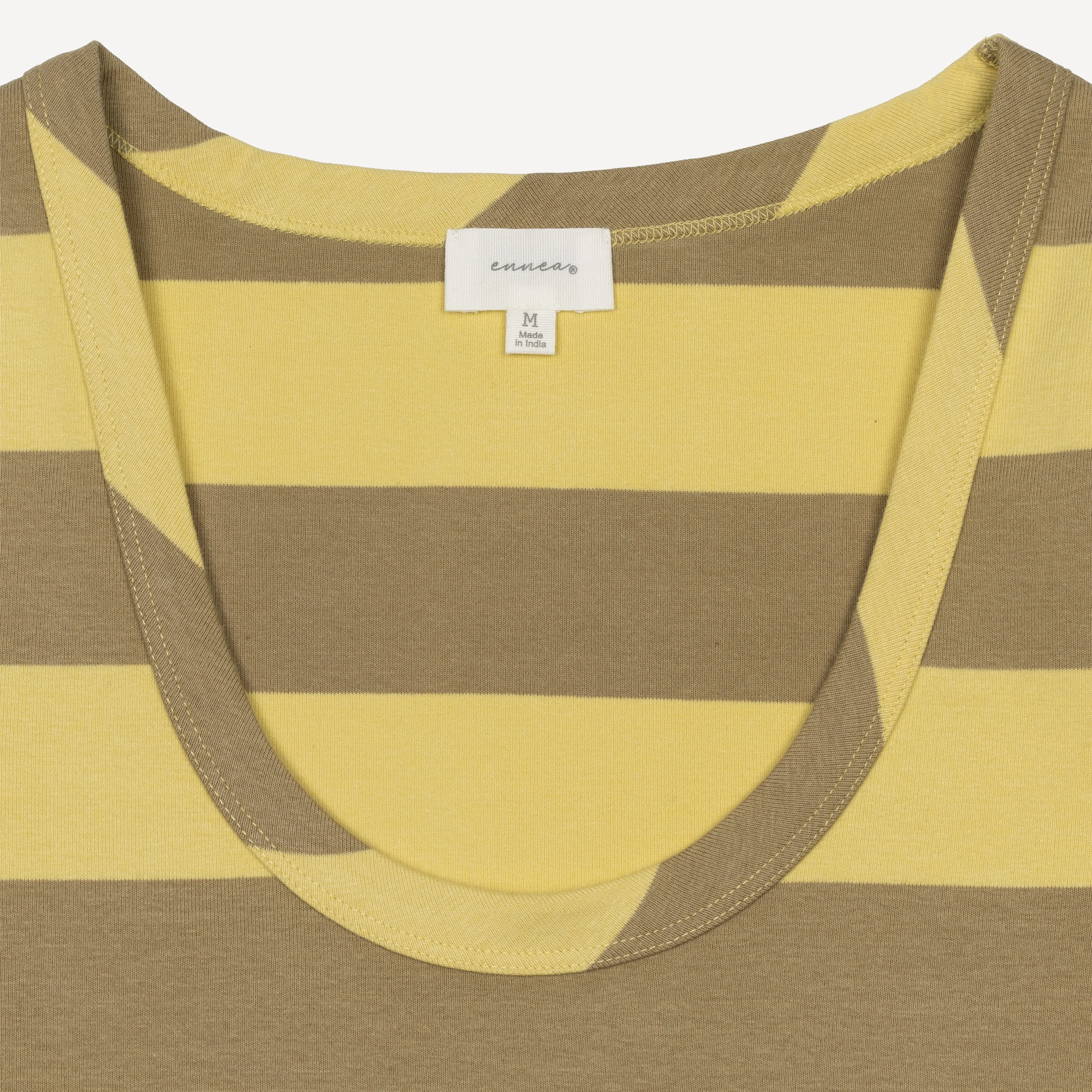 Womens Stripe Scoop Neck Cap Sleeve Tee - Raffia / Kelp