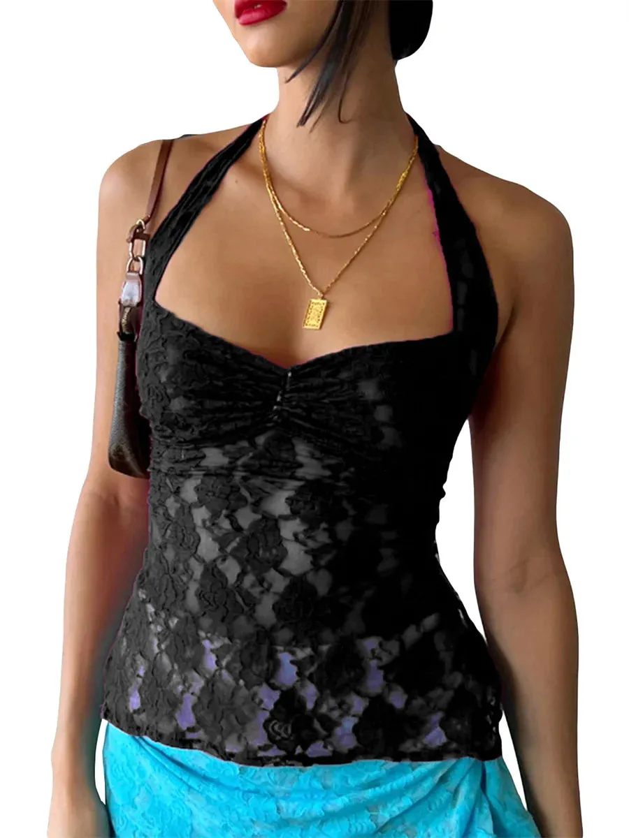 Women's Summer Sheer Lace Vest Top