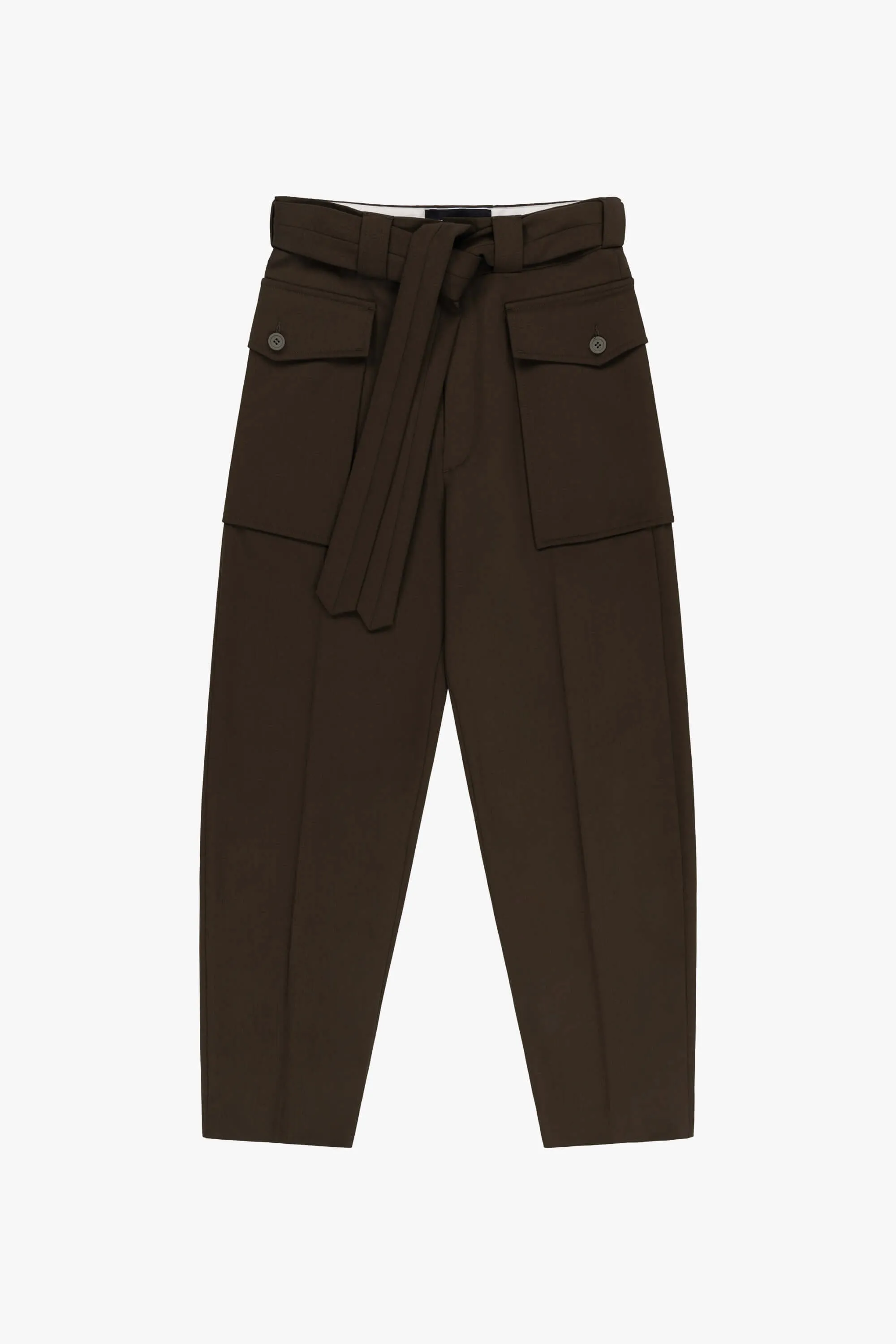 Wool Patch Pocket Trouser - Dark Olive
