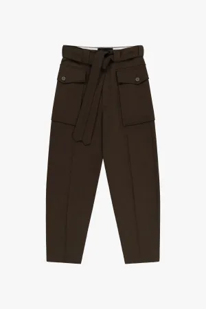 Wool Patch Pocket Trouser - Dark Olive