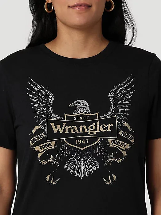Wrangler Women's Wrangler Eagle Logo Slim Fit Tee In Jet Black