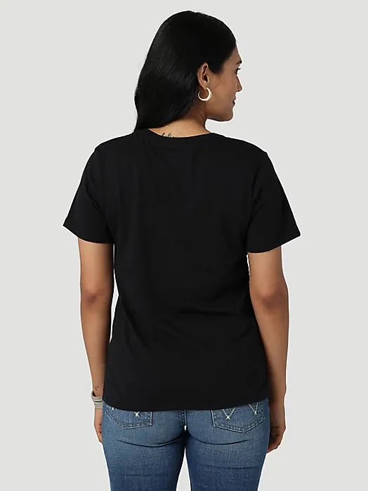Wrangler Women's Wrangler Eagle Logo Slim Fit Tee In Jet Black