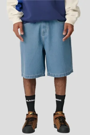 X-LARGE FOLDED CROWN BULL DENIM SHORT - MID BLUE