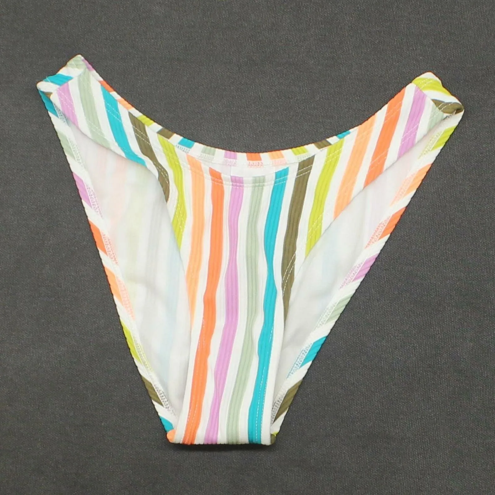 Xhilaration Women's Ribbed Striped High Leg Scoop Bikini Bottom
