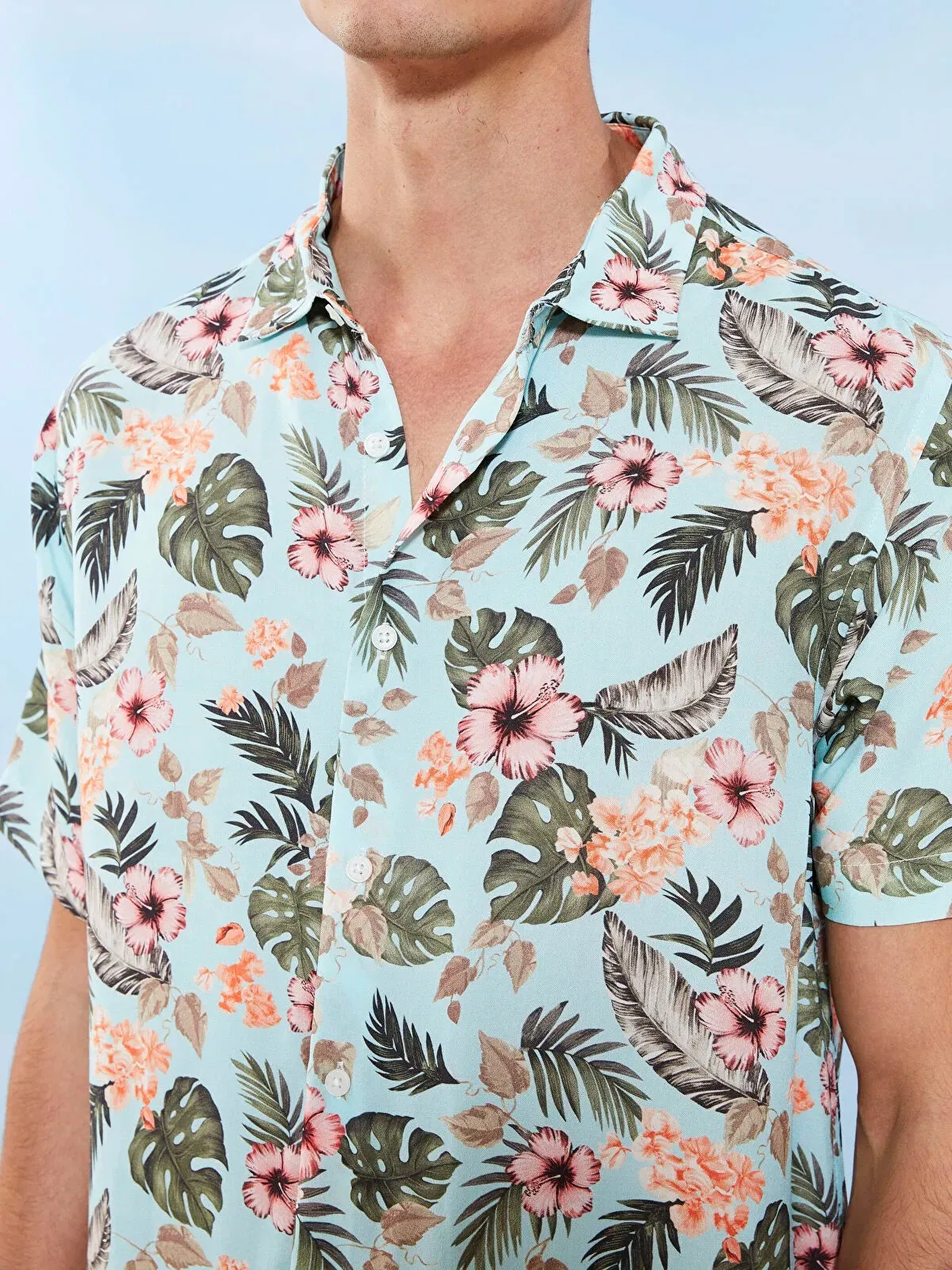 Xside Regular Fit Short Sleeve Patterned Viscose Men Shirt