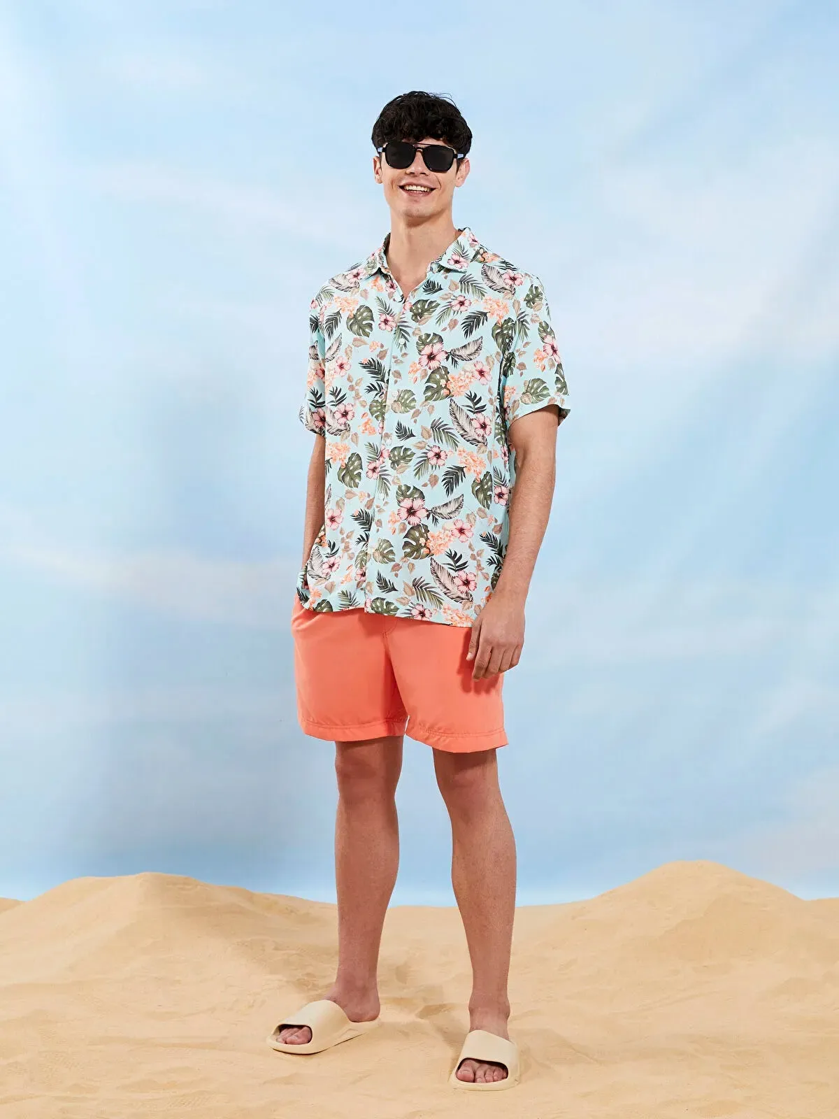 Xside Regular Fit Short Sleeve Patterned Viscose Men Shirt