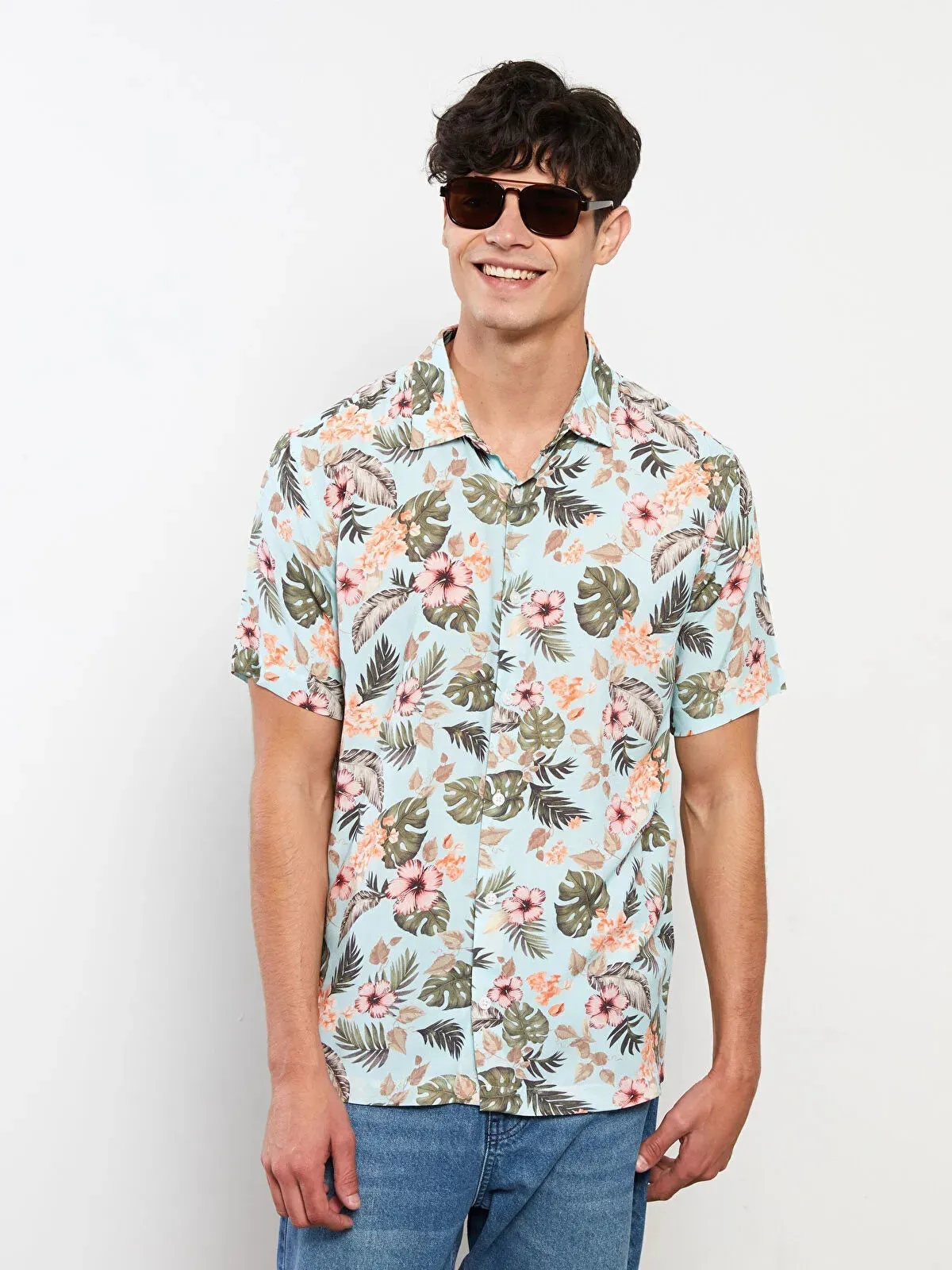 Xside Regular Fit Short Sleeve Patterned Viscose Men Shirt