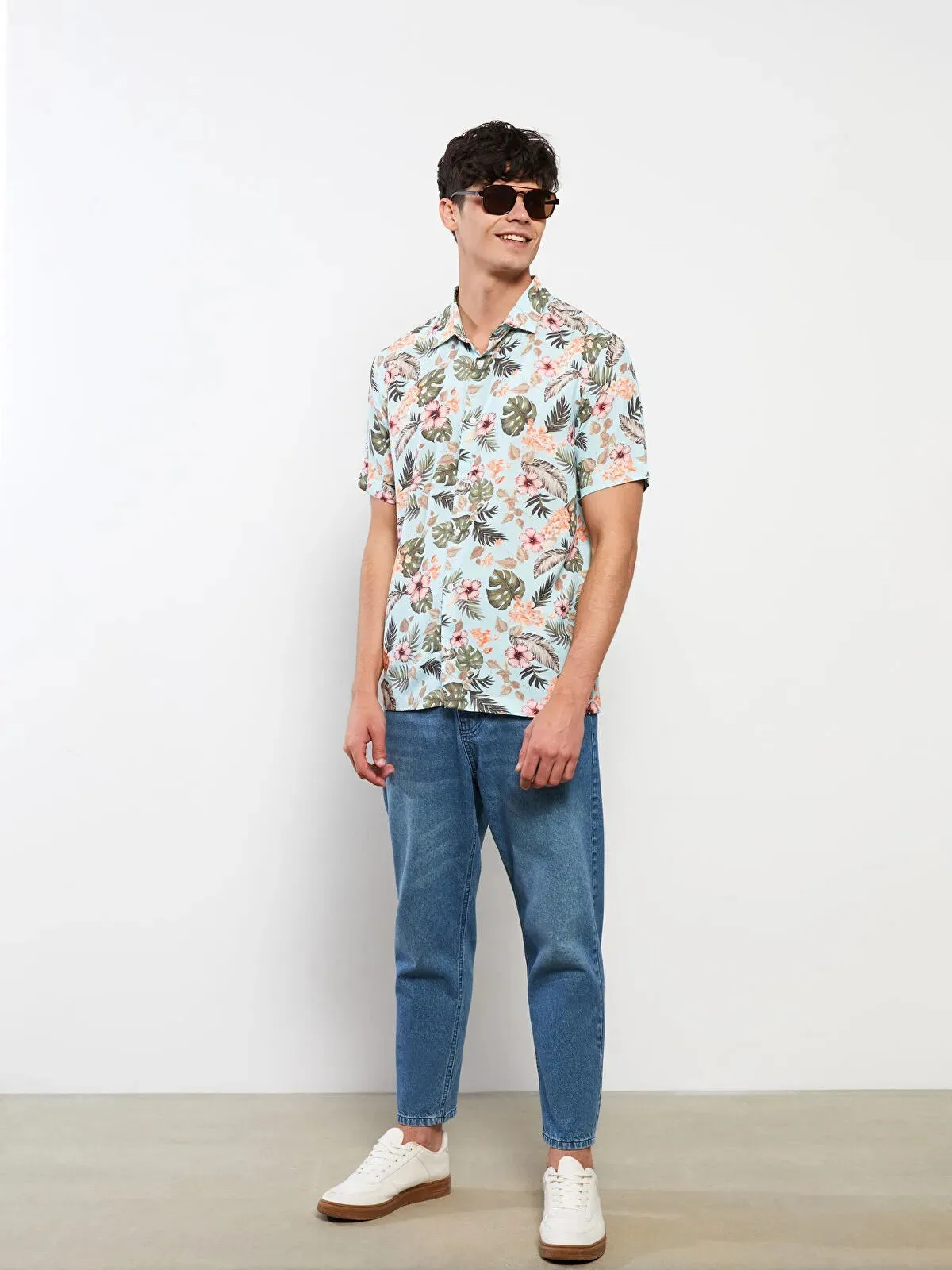 Xside Regular Fit Short Sleeve Patterned Viscose Men Shirt