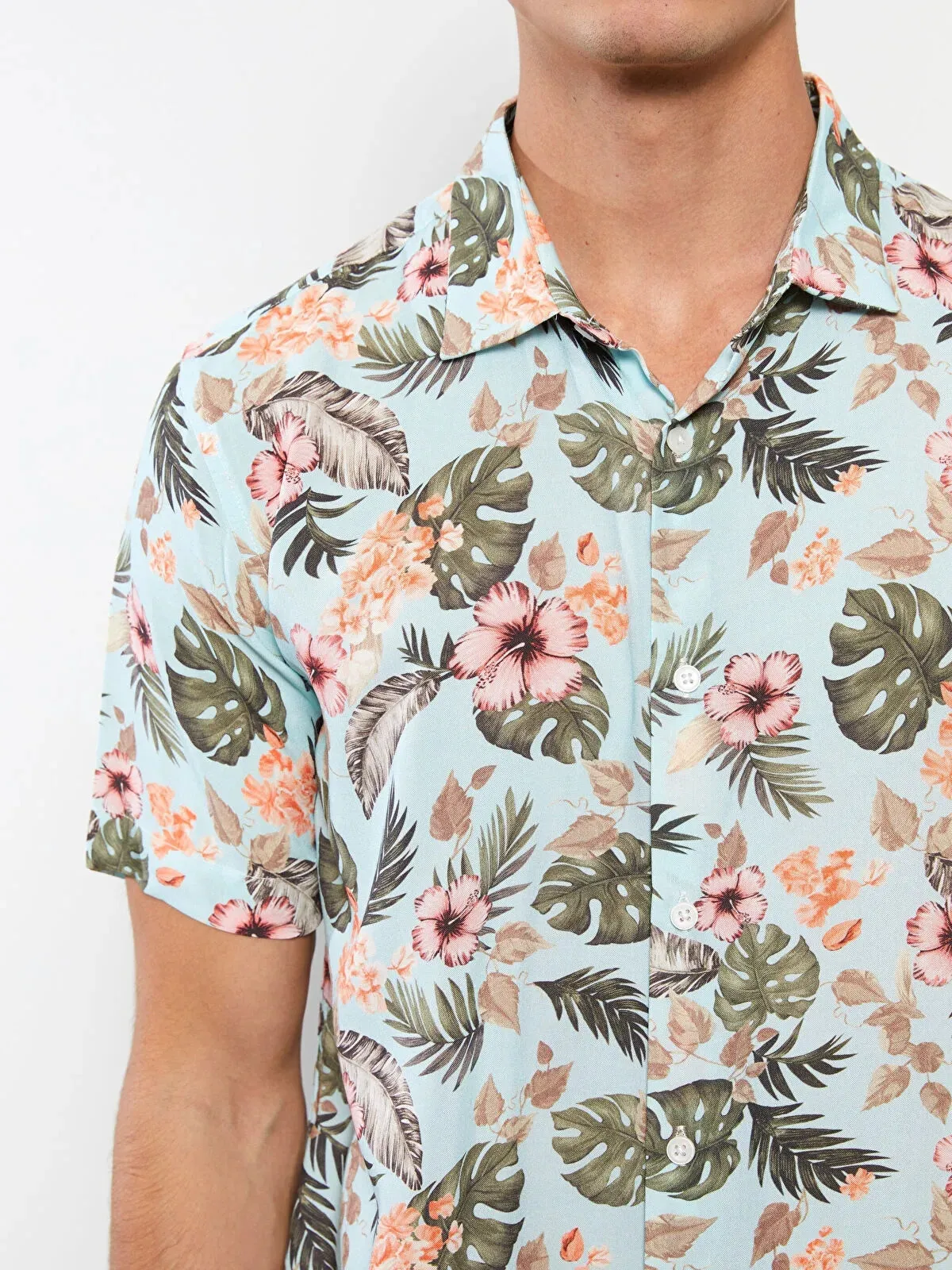 Xside Regular Fit Short Sleeve Patterned Viscose Men Shirt