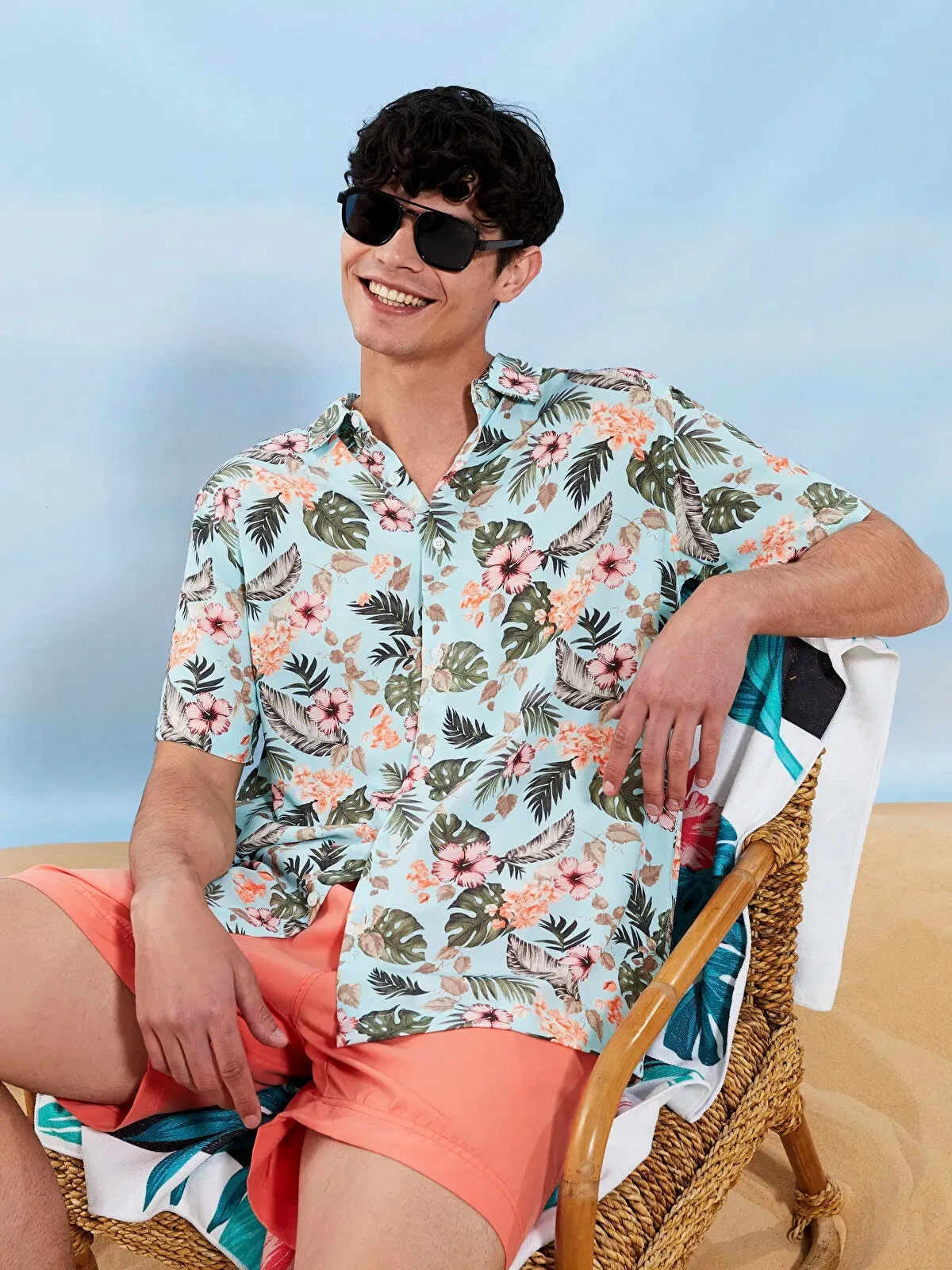 Xside Regular Fit Short Sleeve Patterned Viscose Men Shirt