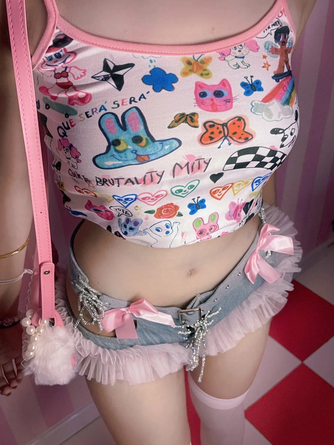 Y2k Bow Lace Denim Shorts UB98480