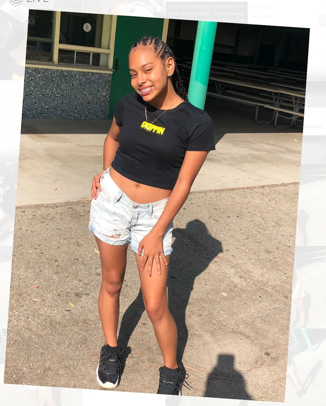 Yellow Drippin (S) | Black Crop Top Tee