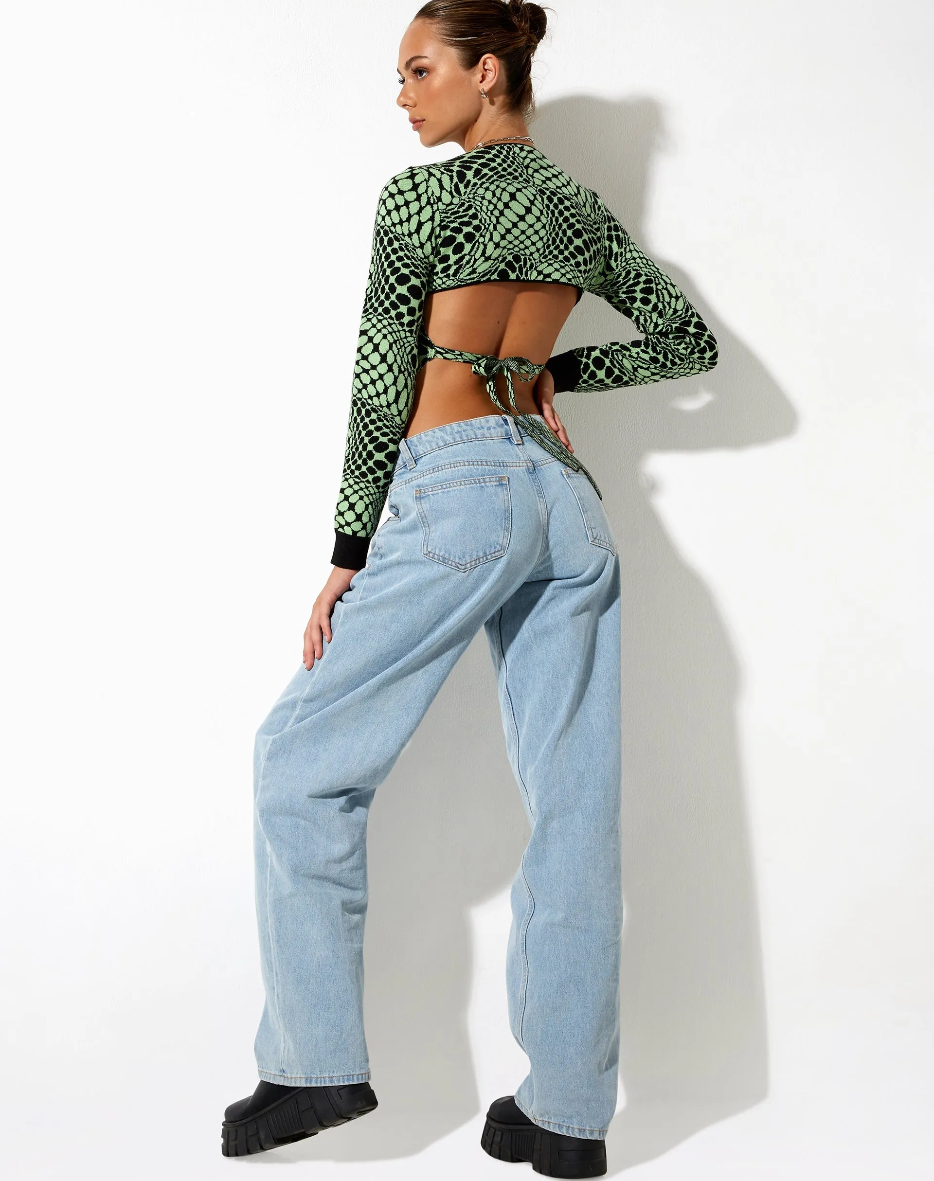 Youta Crop Top in Geo Polka Arcadian Green