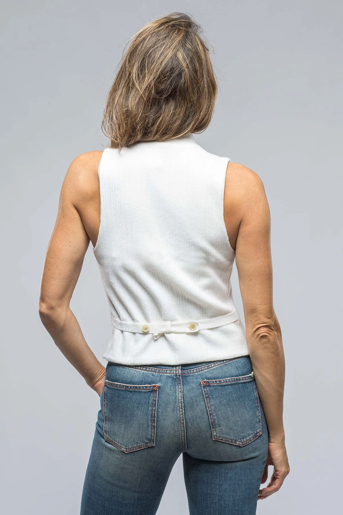 Yusi Pinstripe Rib Gilet In Milk White