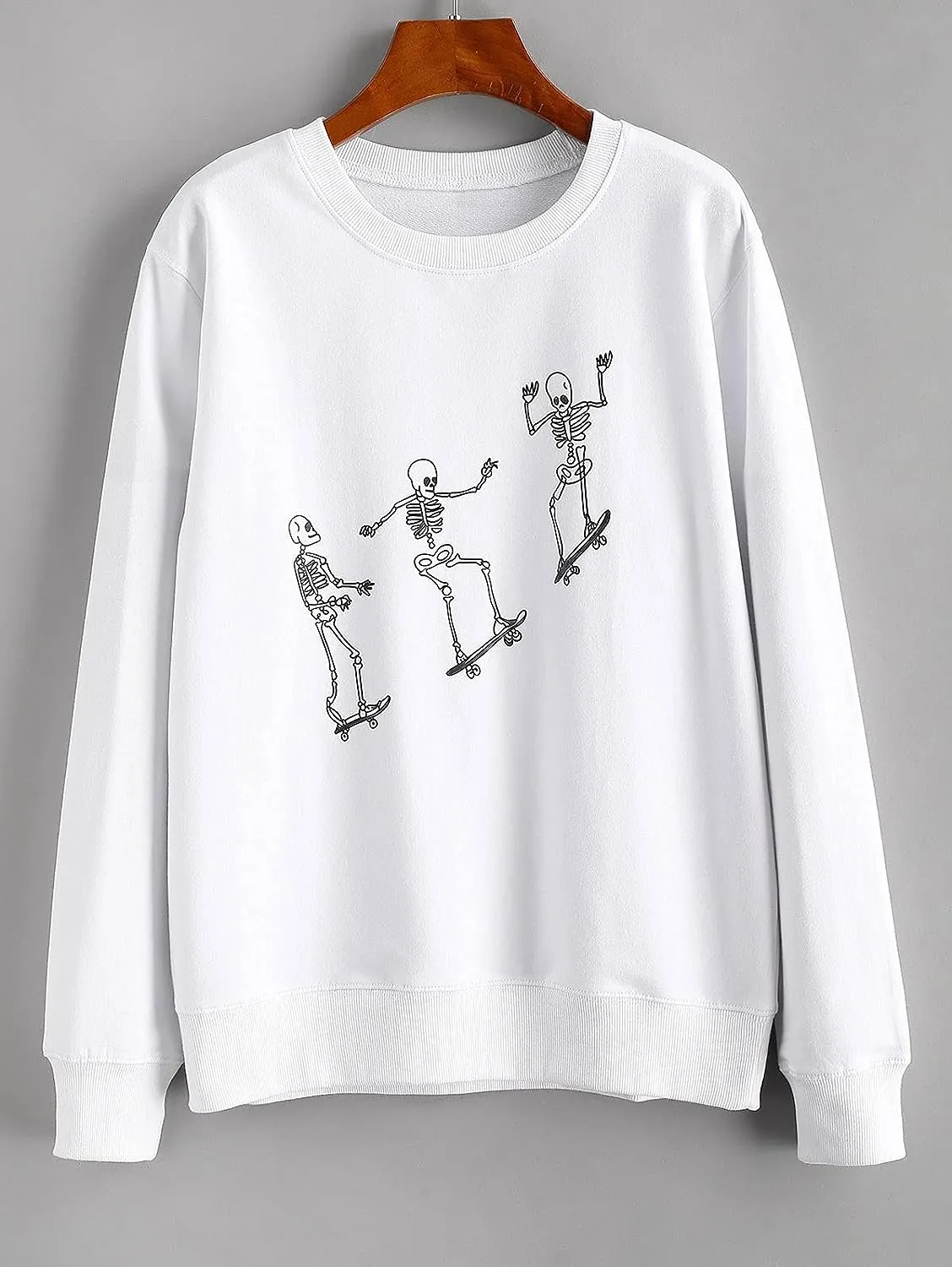 ZAFUL Women's Halloween Skeleton Print Sweatshirt