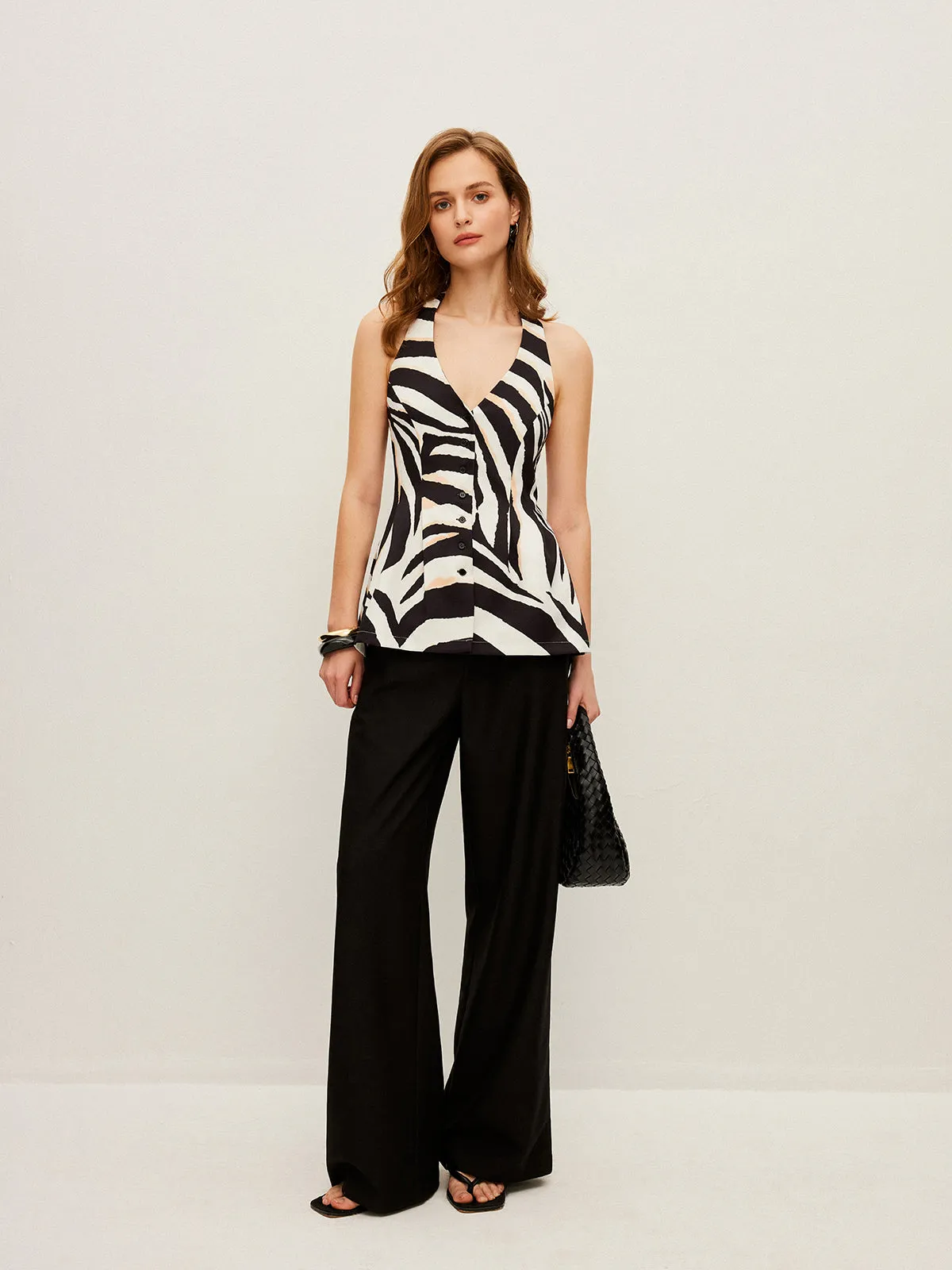 Zebra Print Halter Top
